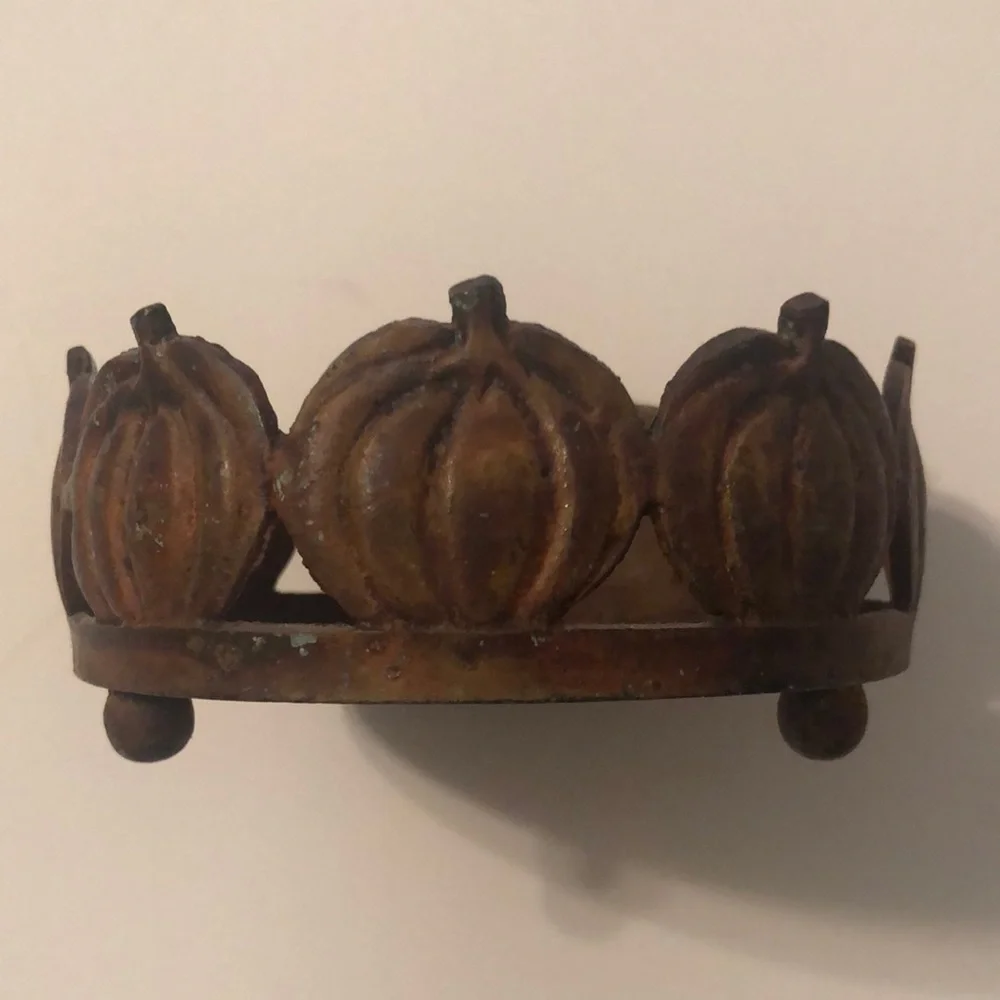 Rusted Iron Pumpkin Pillar Candle Holder - Halloween/Fall/Thanksgiving D…